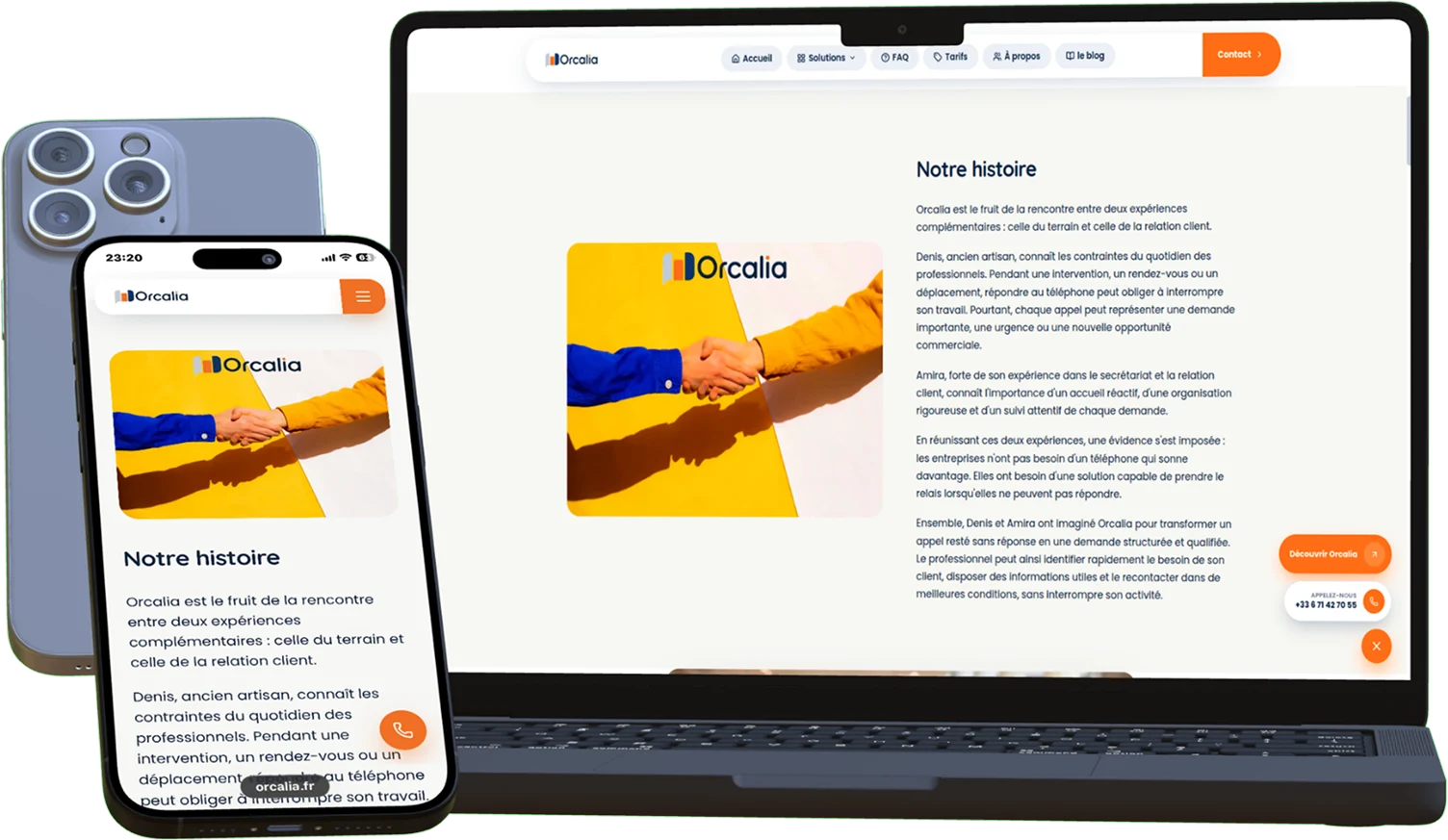 Le site Orcalia sur ordinateur et sur mobile